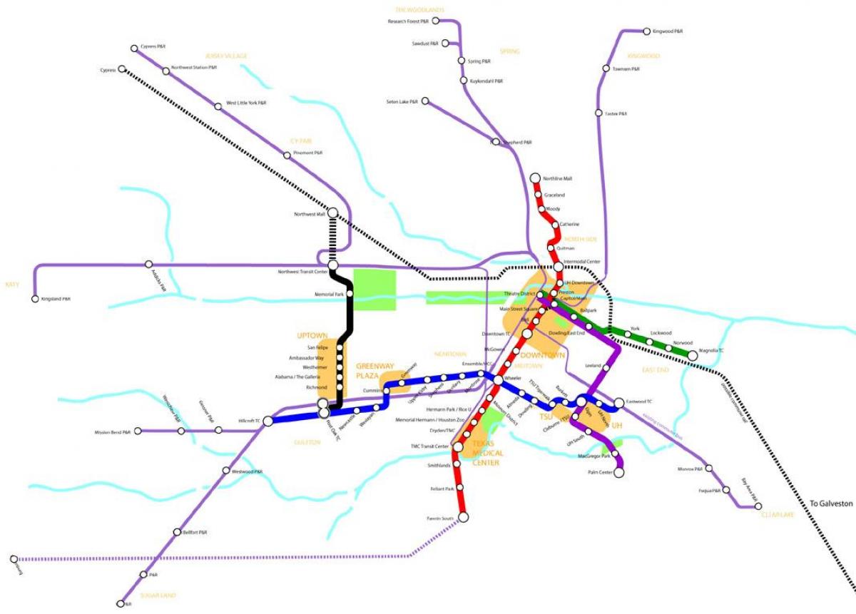 metro rail Houston mapa