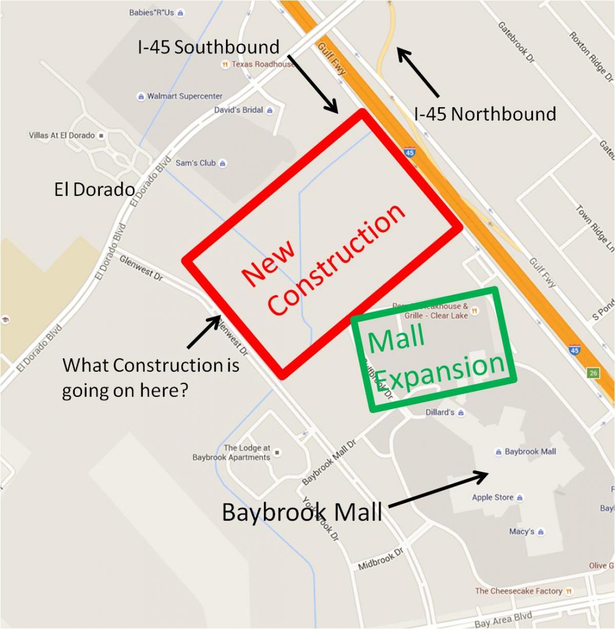mapa ng Baybrook mall