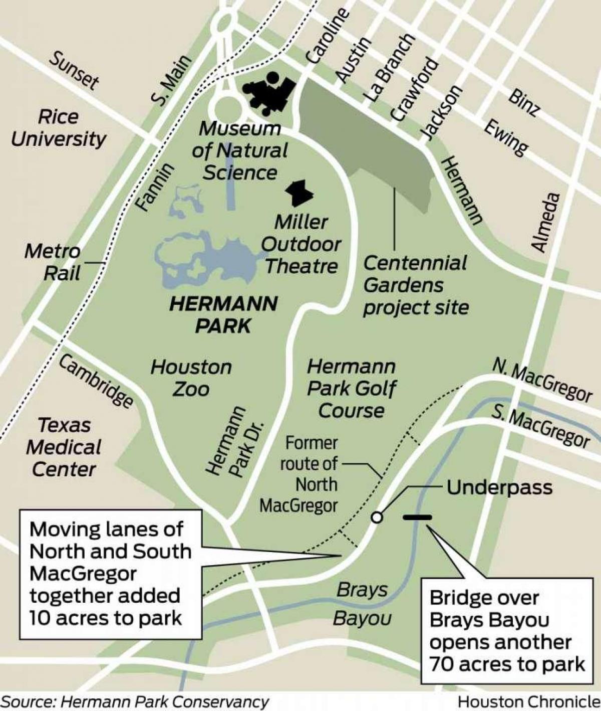 mapa ng Hermann park