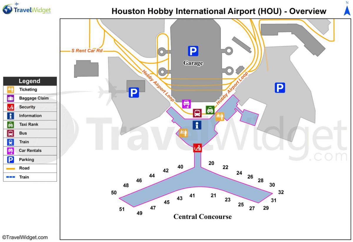 mapa ng Houston airport