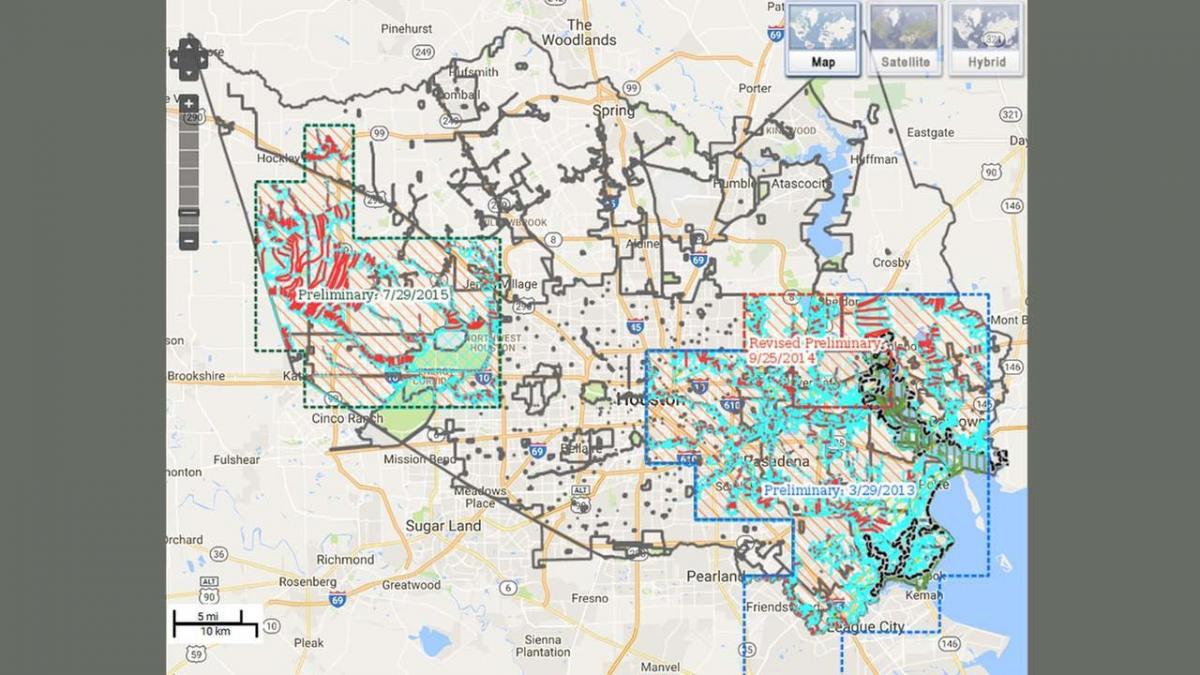 mapa ng pagbaha sa Houston