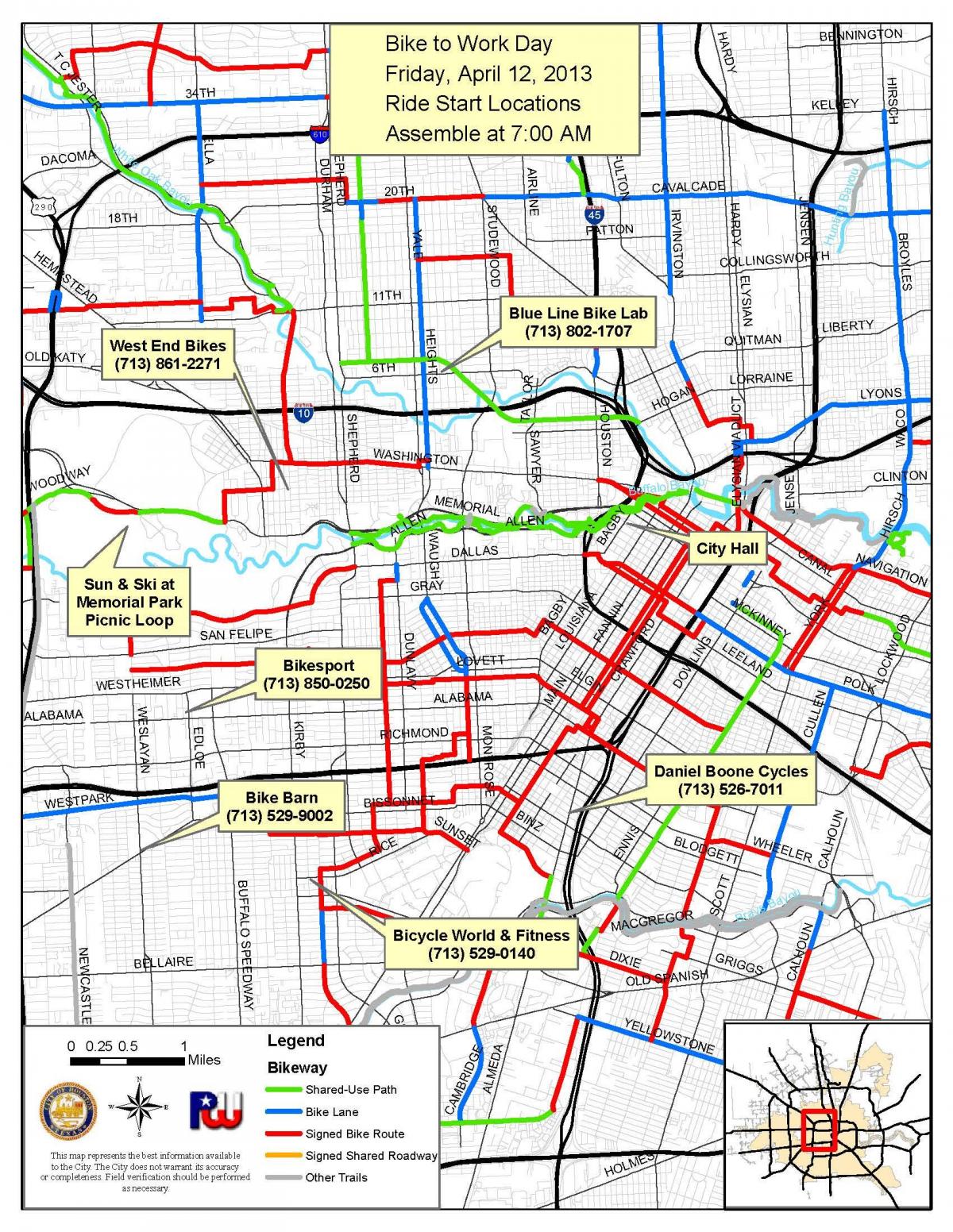 bike trails Houston mapa