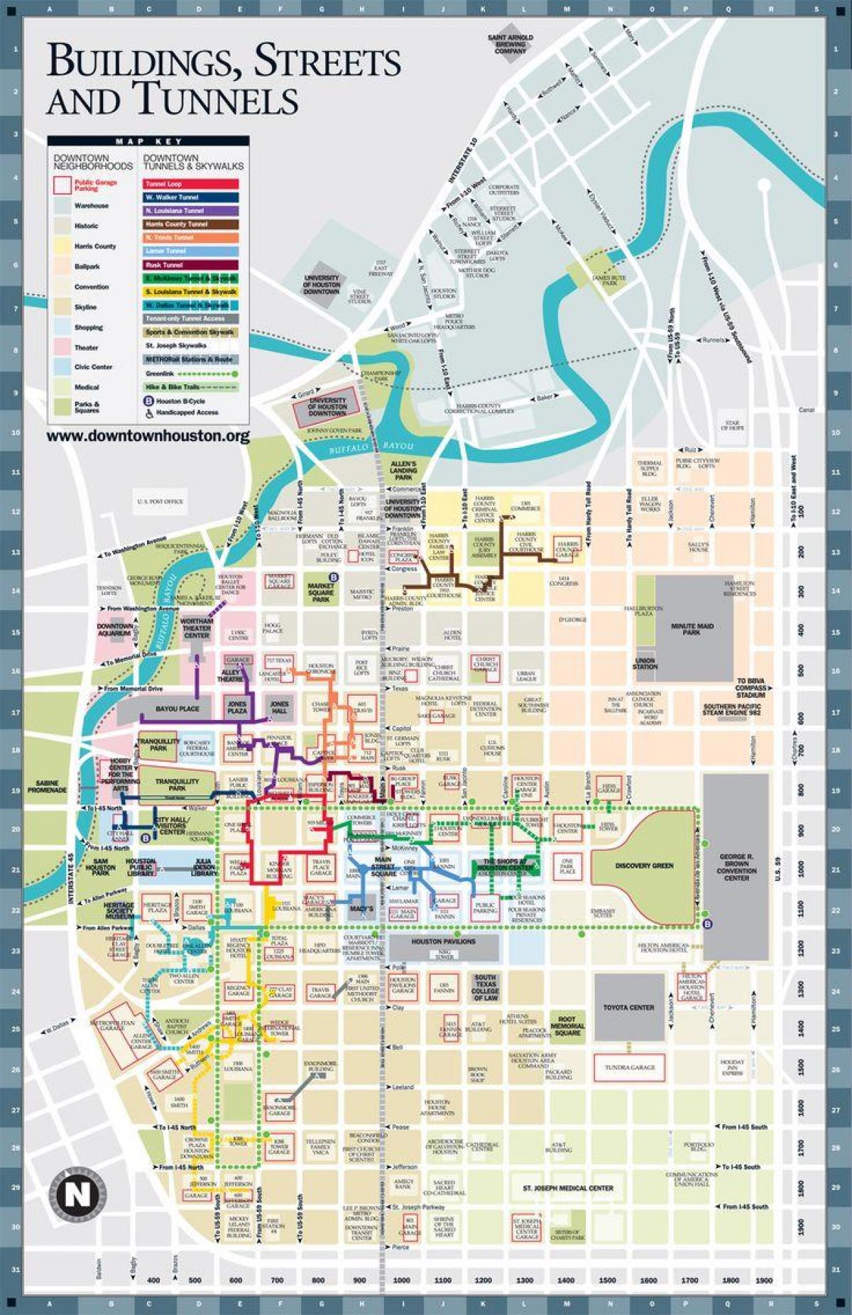 downtown Houston lagusan mapa