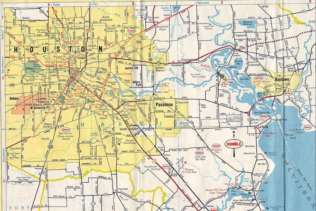 Houston sa isang mapa