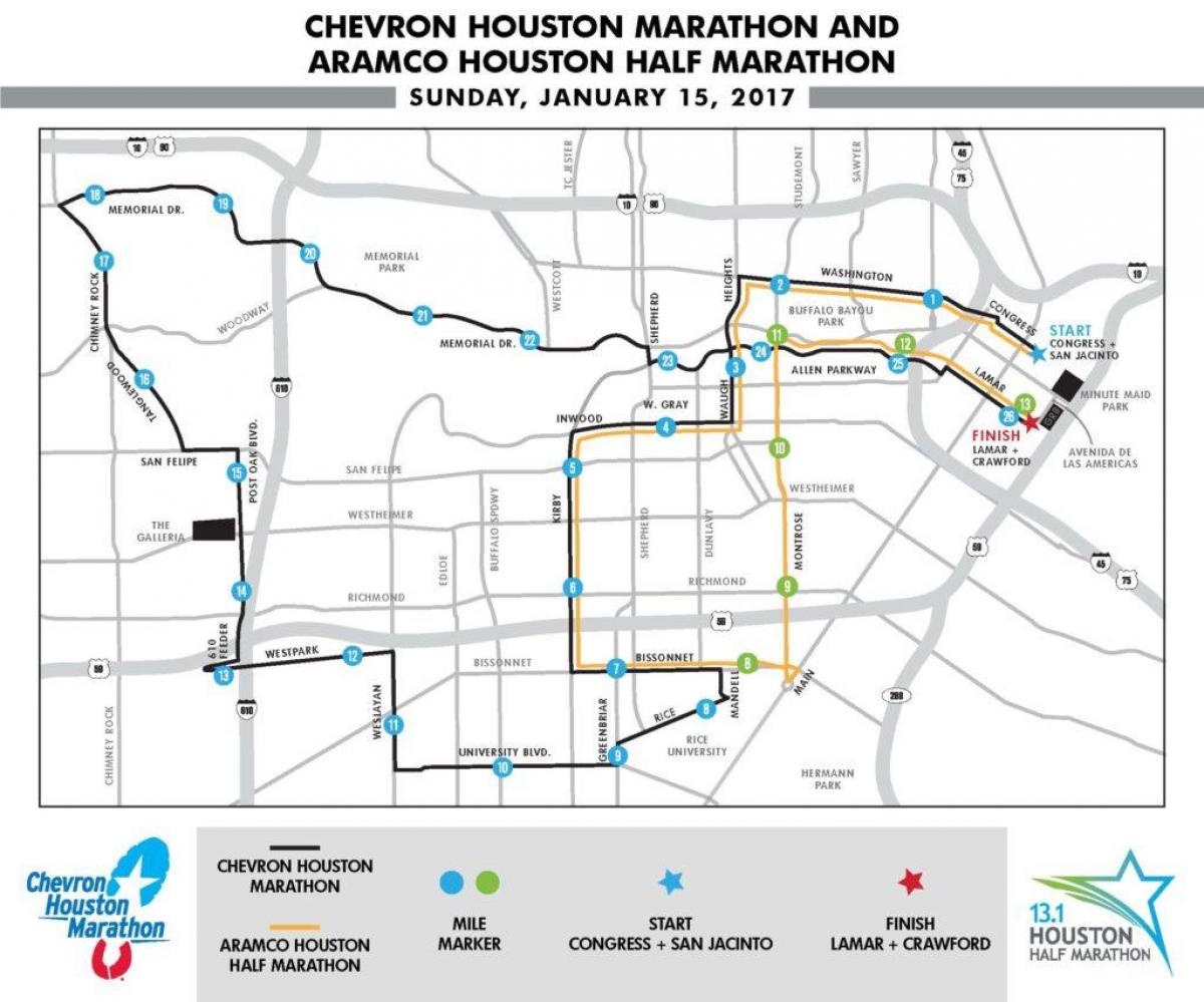 mapa ng Houston marathon