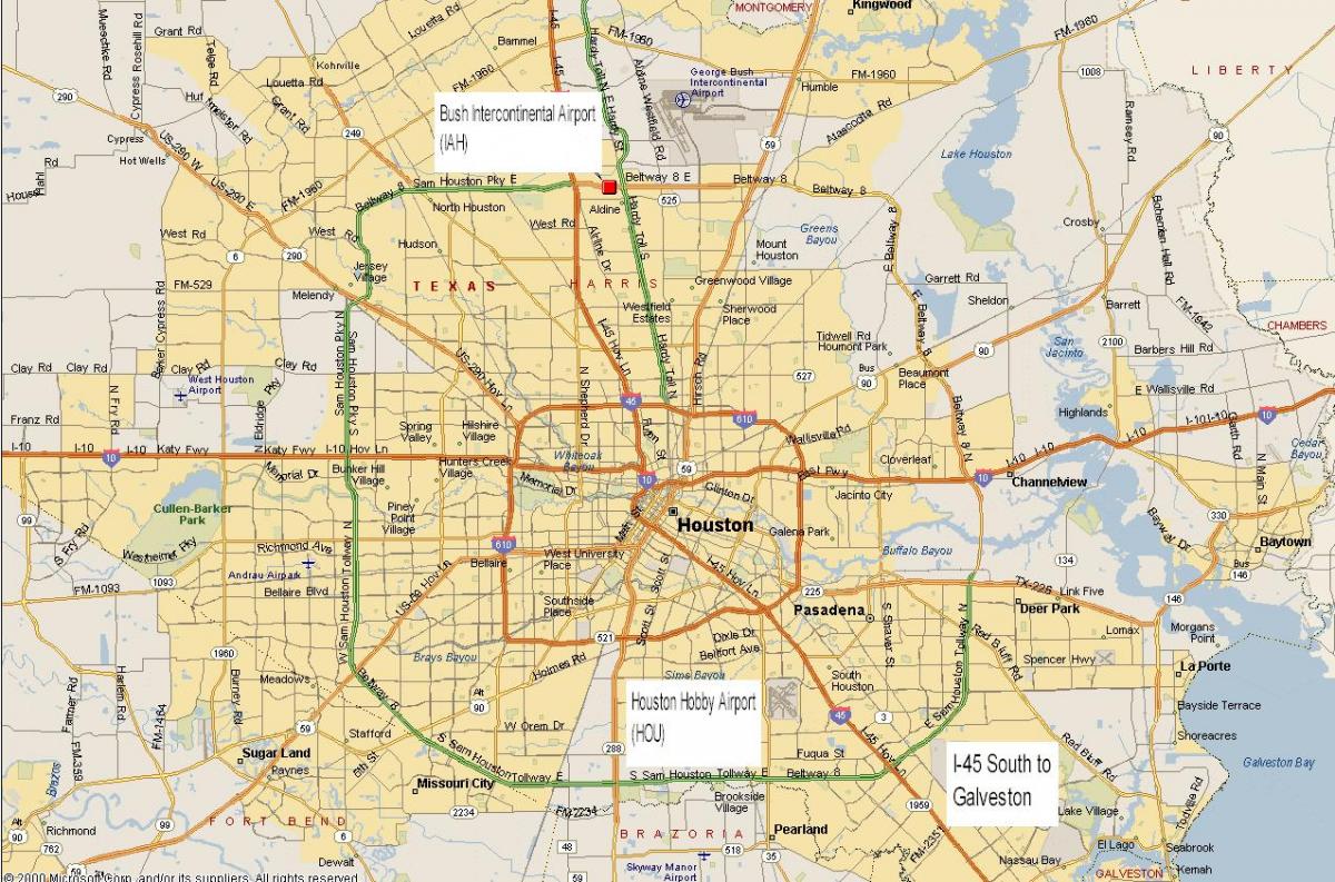 mapa ng Houston lugar ng metro