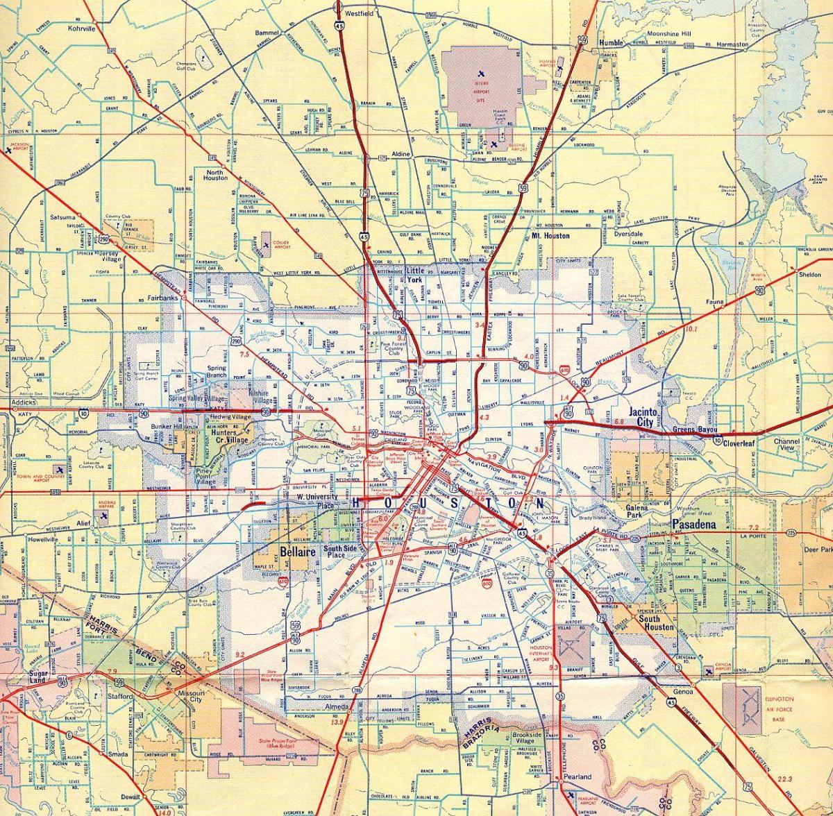 mapa ng daan ng Houston