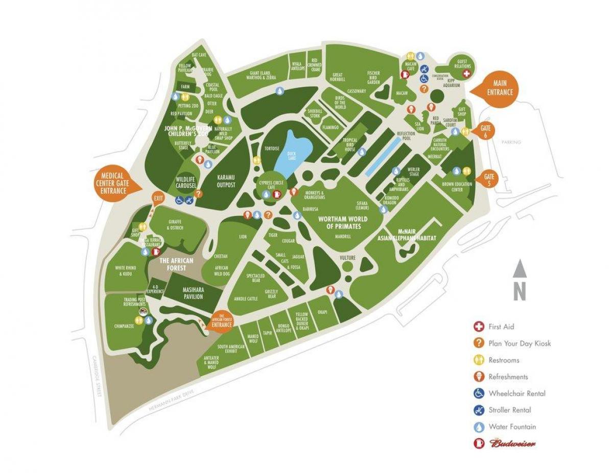 mapa ng Houston zoo