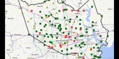 Mapa ng mga lugar na lubog sa tubig sa Houston