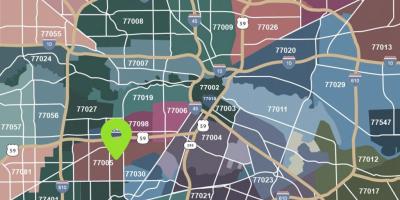 Houston mapa na may zip code